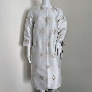 Carlisle Collection Womens Amelia Jacket Size 4 Metallic White Gold Embroidered